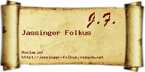 Jassinger Folkus névjegykártya